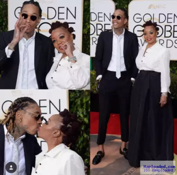 Photos: Wiz Khalifa Kisses His Mum On The Lips At Golden Globes Red Carpet